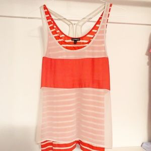 Express Coral and tan striped blouse